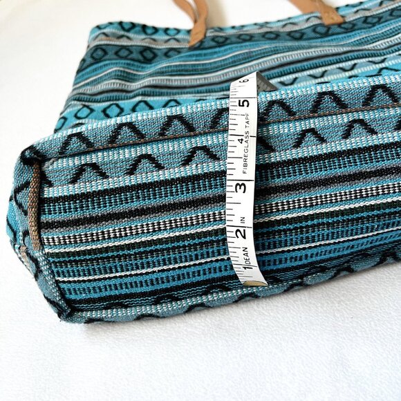 Fabric handbag 18" x 15" - turquoise - Picture 4 of 4